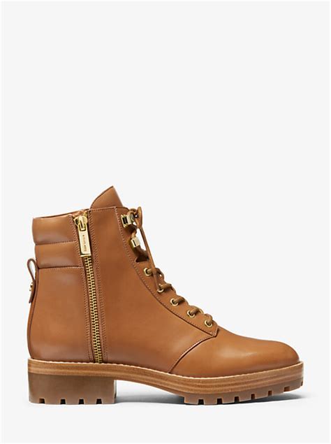 michael michael kors rosario ankle booties|Rosario Leather and Logo Combat Boot .